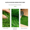Close-up of green artificial grass material showing its texture and softness for use as a dog potty pad.