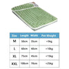 A grid showing the sizes and corresponding dimensions for an orthopedic memory foam dog bed.