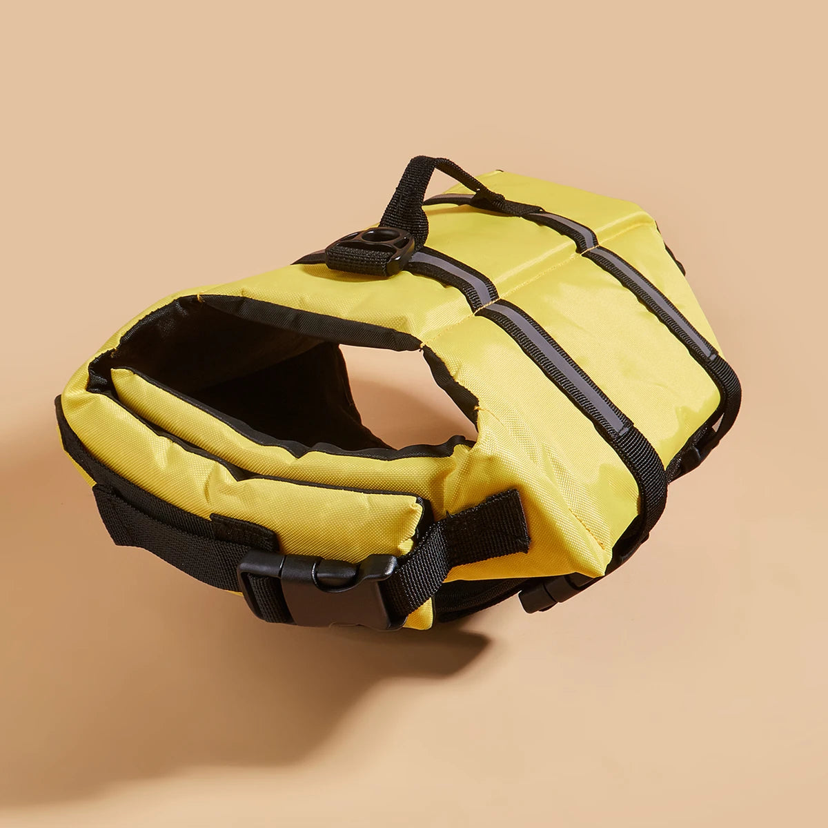 Gilet de sauvetage pour chien jaune et noir réfléchissant pour la baignade et la sécurité