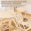 A natural wood hamster climbing and exercise set with a wooden chew surface and an activity zone, featuring hamsters.