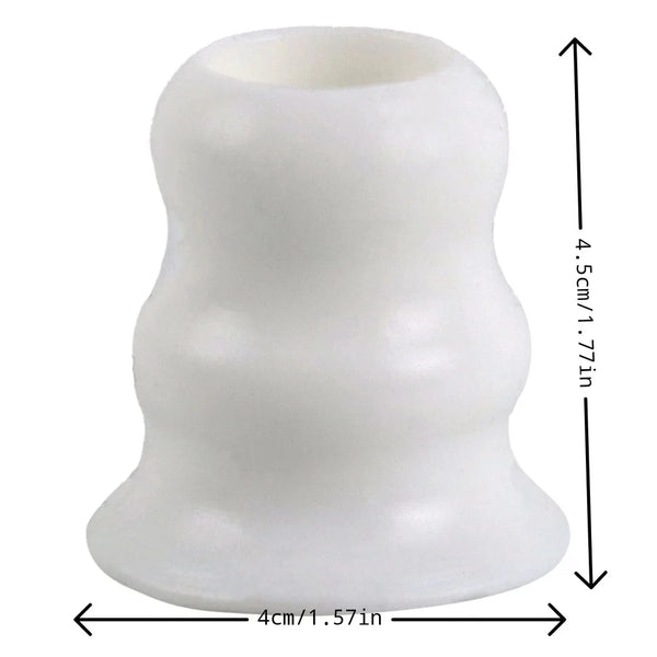 White silicone bat grip knobs with dimensions 4cm by 4.5cm.