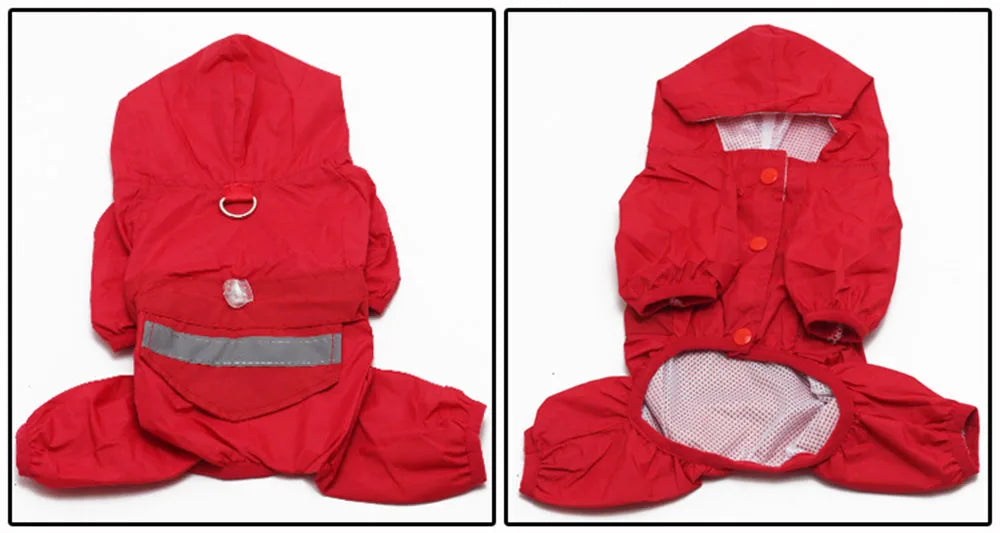 Un imperméable rouge pour chien, plat.