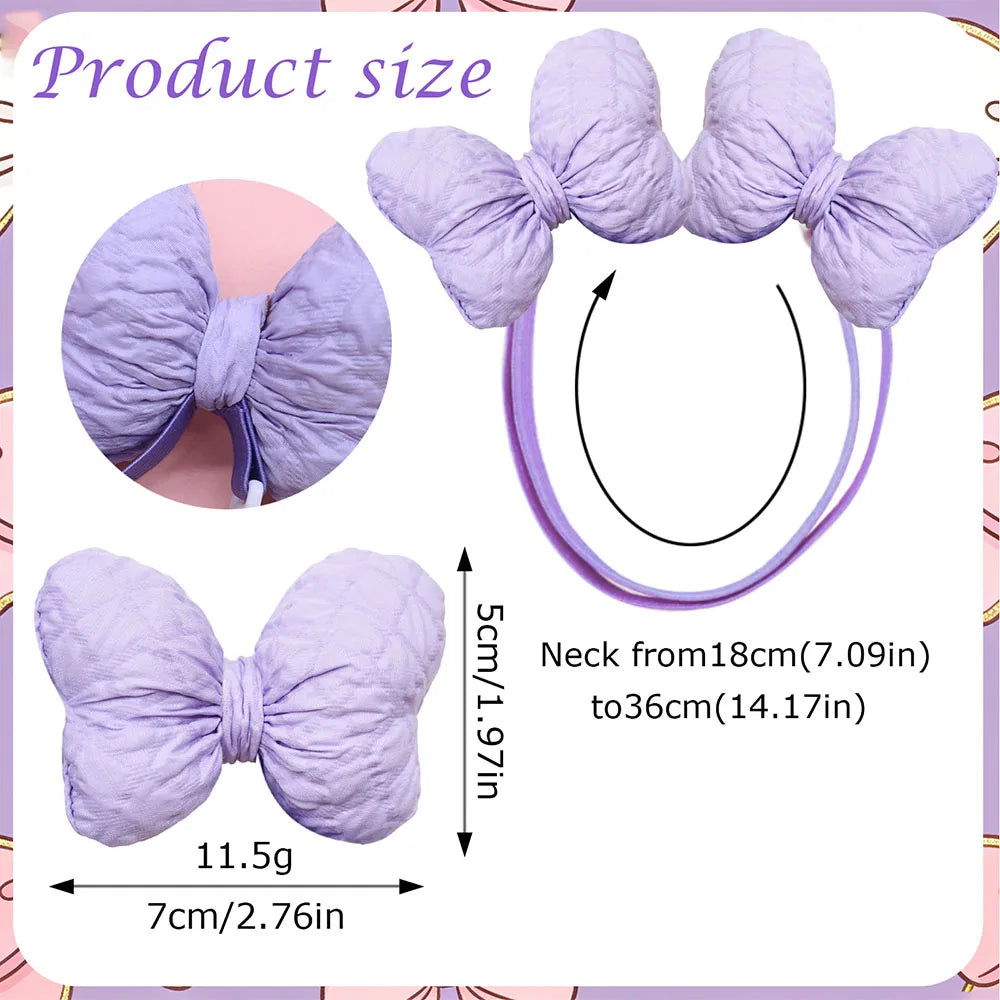 A set of 30 handmade lavender dog hair bows shown in various sizes and packaging.