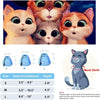 A set of three adjustable recovery collars for cats in sizes S, M, and L with corresponding neck circumference and depth meas