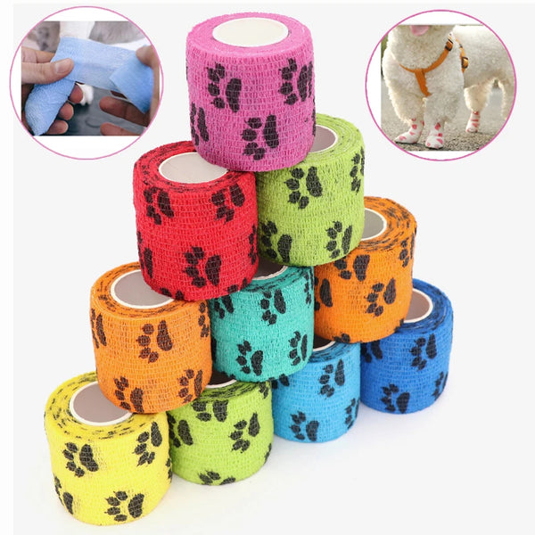 Rolls of pet puppies anti-dirt leggings for walking dogs in various colors including pink, red, green, orange, and blue