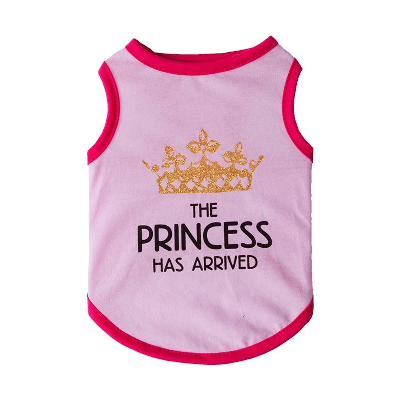 Pinkes Netzvest für ein kleines Haustier mit goldener Krone und dem Text „Die Prinzessin ist angekommen“