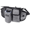 Gray hands-free dog walking belt with storage pockets and bungee leash
