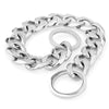 Silver stainless steel slip chain dog collar with a gold Cuban link design
