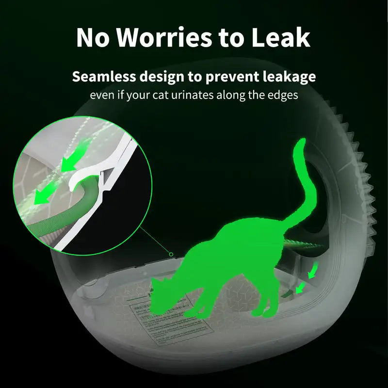 A close-up view of a replacement litter mat designed to prevent leakage from a cat's urine around the edges.