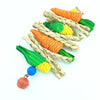 Handwoven natural vine bird and pet swing toy featuring orange and green woven vines.