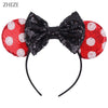 Schmetterlingsohren-Haarreif mit schwarzem und rotem Polka-Dot-Paillettenmuster für Mädchen