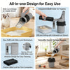 All-in-one design for easy use showing a slide-lock litter scoop and sifter with various components