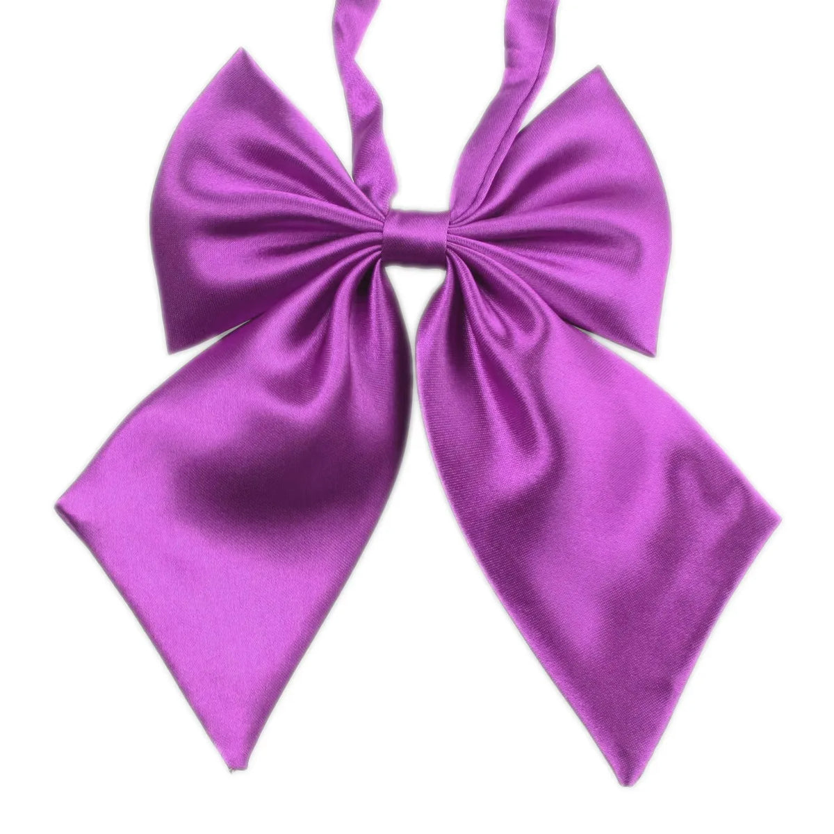 A vibrant purple satin bow tie for a pet, tied in a decorative bow.