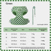 Green checkered no-pull dog harness with leash for small dogs shown in a product listing.