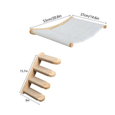 Wall mounted cat hammock and climbing shelf set with measurements 53cm/20.8in and 37cm/14.6in
