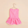 Pink polka dot dog dress for small breeds with a lightweight summer skirt