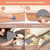 Instructions show how to clean, measure, cut, and remove a self-adhesive cat scratching mat from furniture.