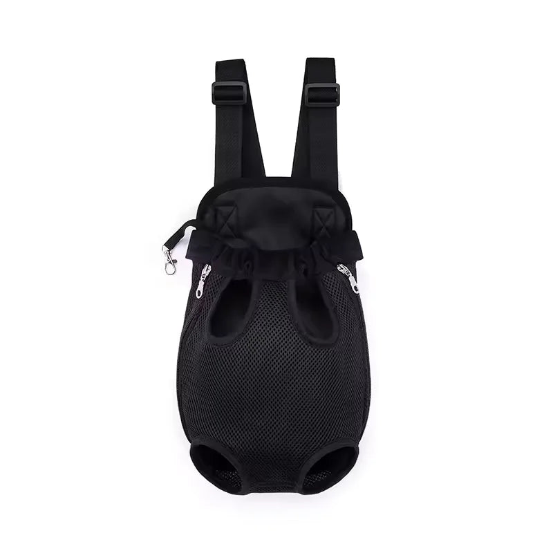 Black breathable mesh pet carrier backpack with straps
