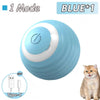 A light blue, spherical automatic interactive cat toy ball with a white top and a visible Type-C charging port.