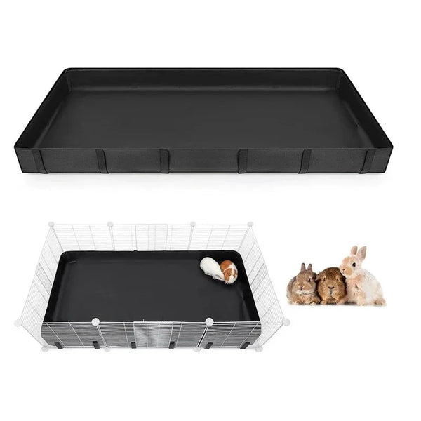 Black plastic tray and wire cage liner for small pets like guinea pigs