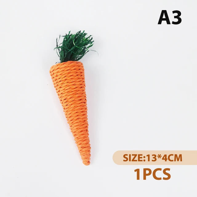 Ein einzelner orangener Karotten-Käufspielzeug für Hamster und Kaninchen, 13x4 cm.