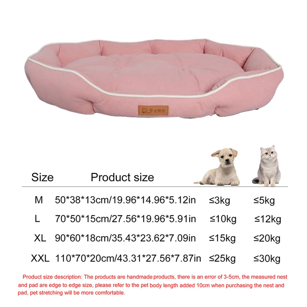 Pink orthopedic dog bed with removable cover shown from above