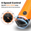 Orange dog nail grinder showing a dial with speed markings and a grinding tip.
