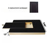 A wooden dog nail scratch board with a treat box shown in a flat lay view.