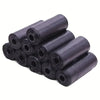 A stack of black biodegradable dog poop bags with an easy-tear design.