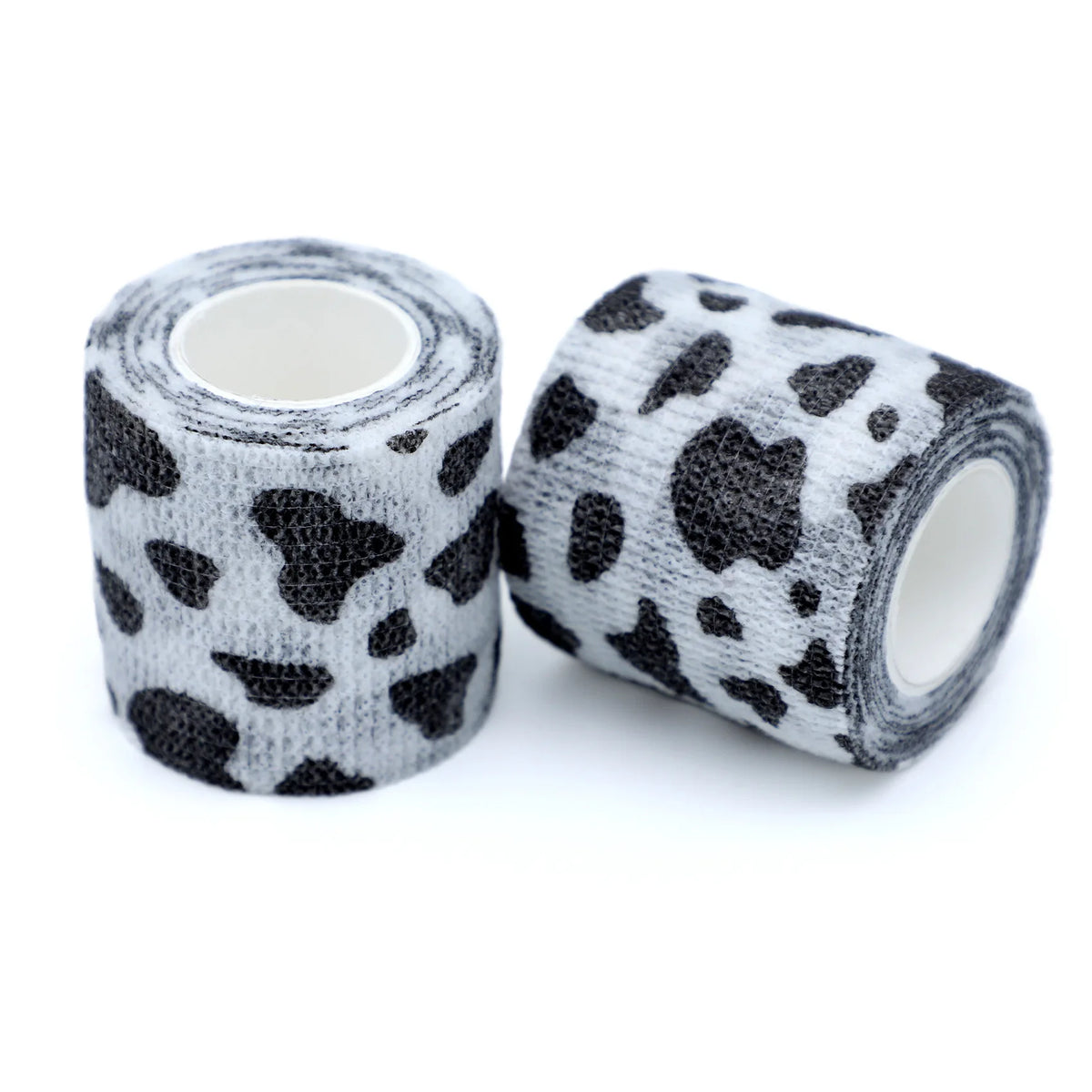 Rollo de vendas autoadhesivas para mascotas con estampado de vaca en blanco y negro