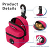 Pinker tragbarer Hundekotbeutelspender mit Klickverschluss und Aufbewahrung für Essentials.