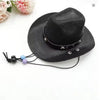 Black felt cowboy hat with silver studs and purple cord for dogs or cats