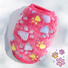 Pink fleece puffer vest with paw print patterns for small dogs and cats