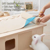 DIY Rabbit Scratch Mat featuring a self-adhesive design being prepared on a wooden surface.