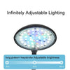 A close-up view of an infinitely adjustable LED lighting fixture used for aquariums, showing a brightness slider control.
