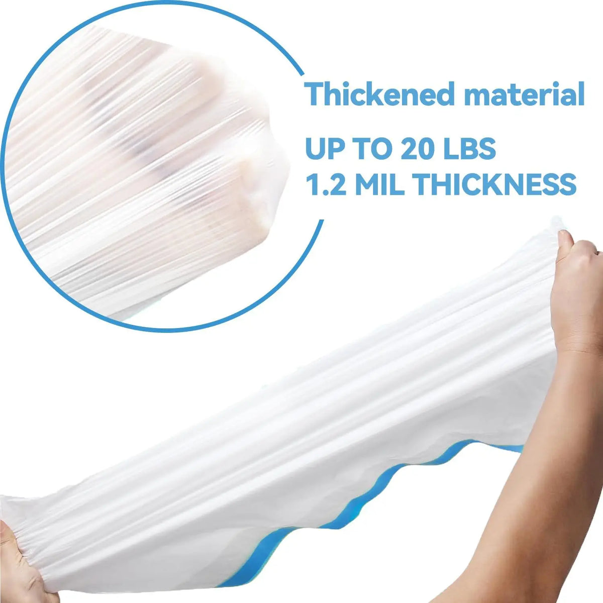 White thickened material for cat litter box liners with a drawstring closure