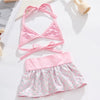 Pink mesh summer pet swimsuit for dogs and cats with a sparkly pink skirt