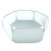 Clear portable pet playpen with a rounded, hexagonal shape for small animals