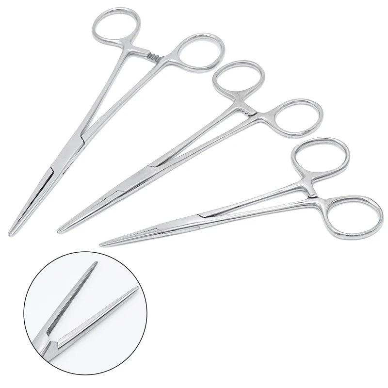 Stainless steel pet ear hair tweezers with a curved tip shown against a white background.