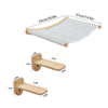 Wall mounted cat hammock and climbing shelf set with wooden components.