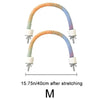 Colorful bird rope perch stand with a curved design and adjustable feet.