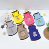 A collection of colorful pet t-shirt vests featuring cute cartoon bear dogs for infants.