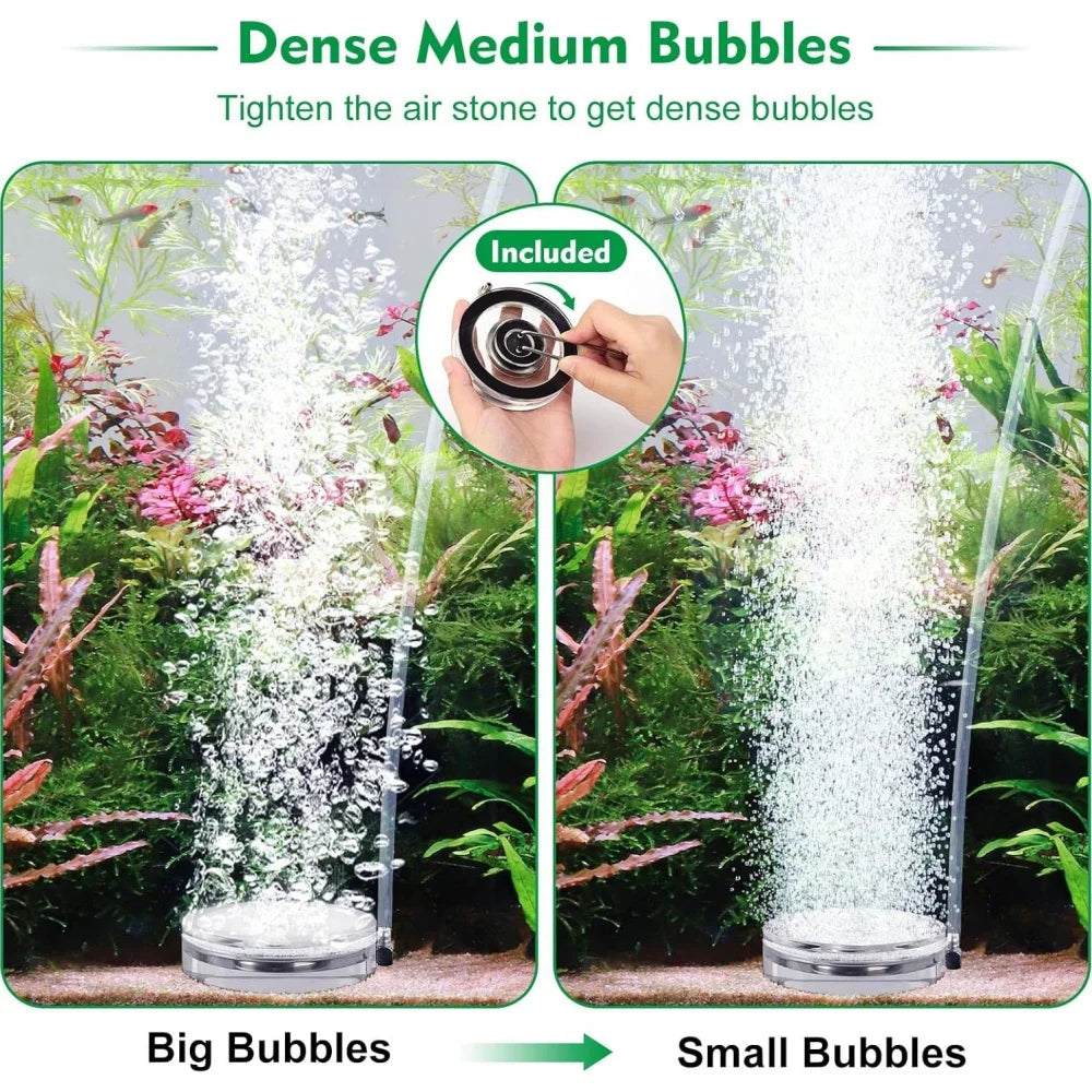 Demonstration of air stone function showing the transition from big bubbles to small bubbles for oxygen diffusion