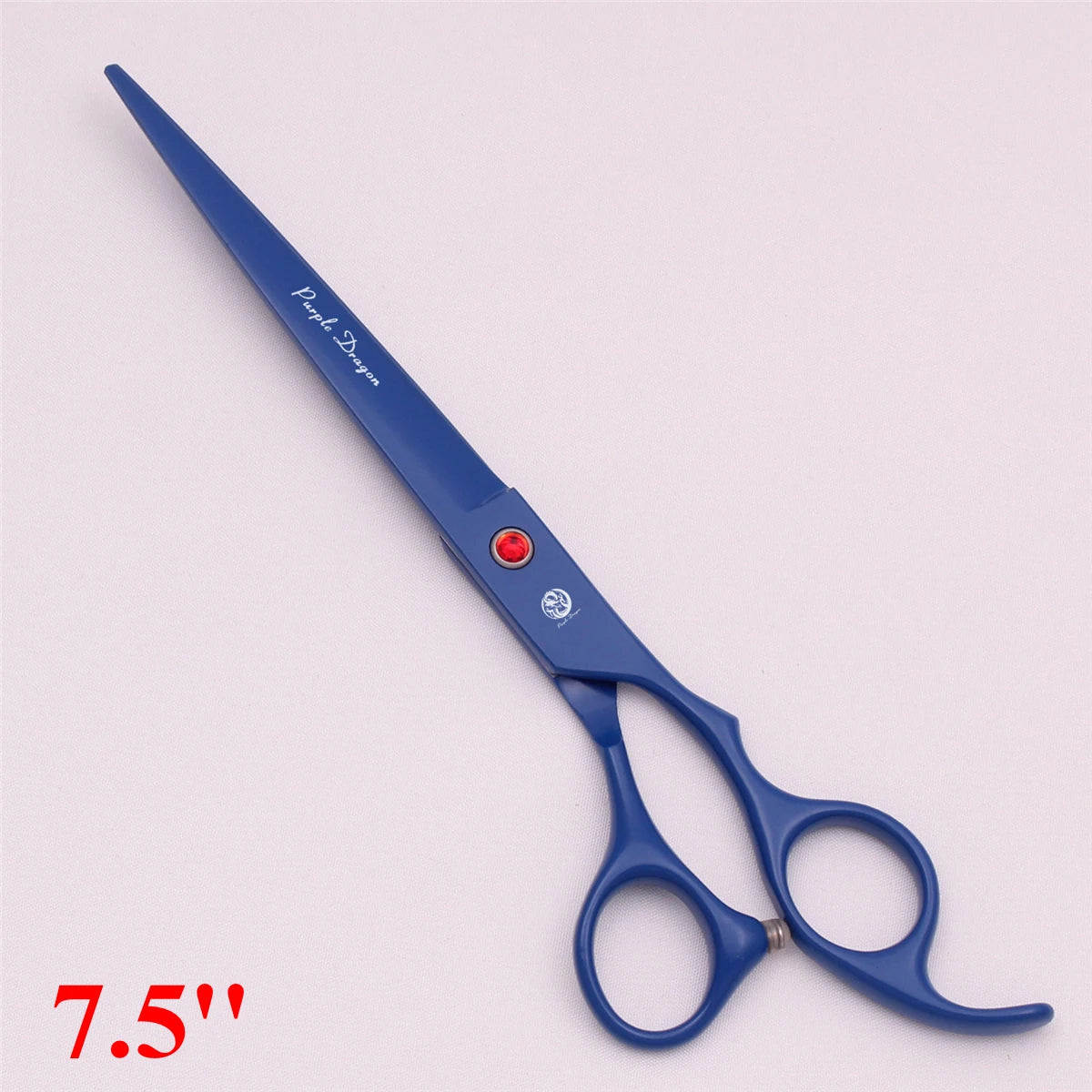 Ein Paar blaue professionelle Edelstahl-Pflegeschere mit silbernem Scharnier und dem Aufdruck People Design.