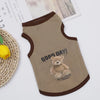 A beige pet vest featuring a cute cartoon teddy bear design with the text Good Day Forever.