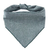 Blue and white striped cotton dog bandana with an adjustable fit