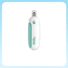 A white professional pet nail clipper trimmer with a green body and a silver cap.