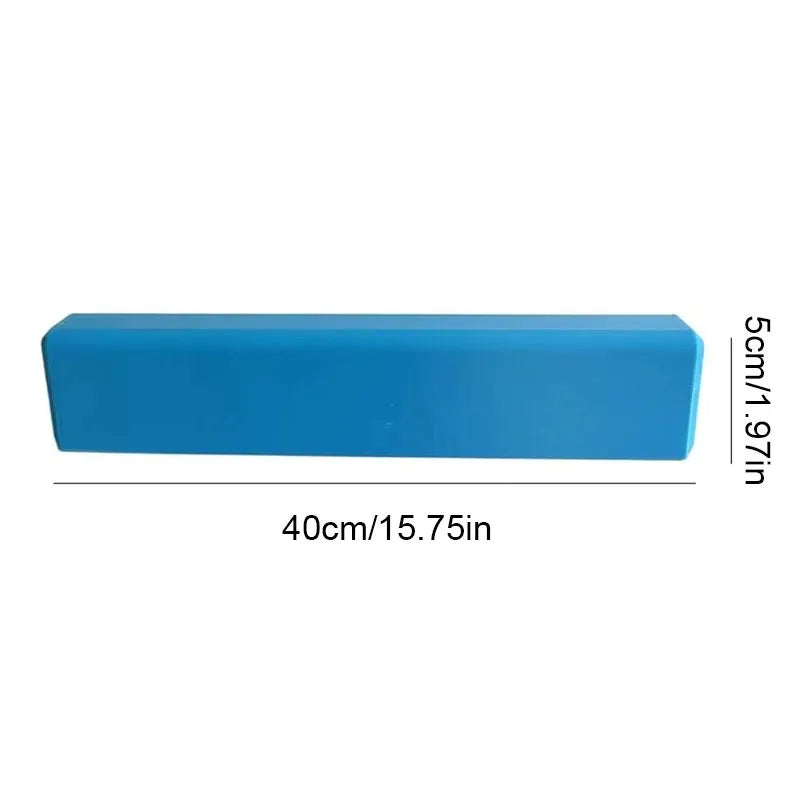 A rectangular blue EVA foam dog car window chin rest cushion measuring 40cm by 5cm.