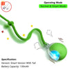A green interactive automatic rolling cat toy with a flexible tail and light, shown in operating mode.