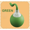A green automatic rolling interactive ball for cats with a nozzle.